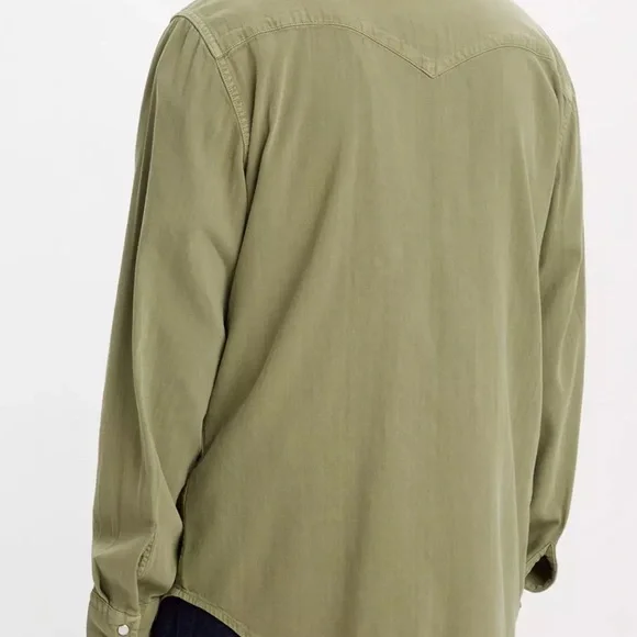 Olive Green Button-Up Shirt - Picture 5 of 13